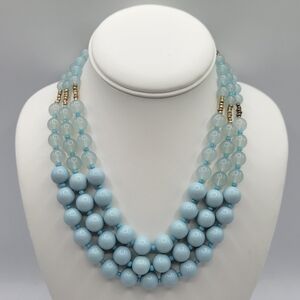 Charming Charlie Seafoam Gold Bead Three Tier Necklace